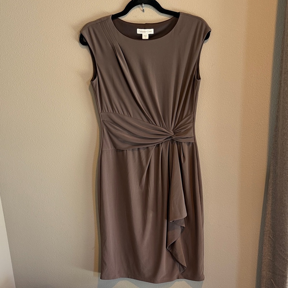 Coldwater Creek Brown Knot-Detail Midi Dress